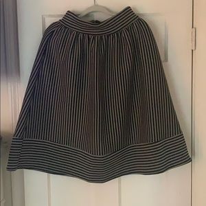 Gray and Black Striped Long Skirt